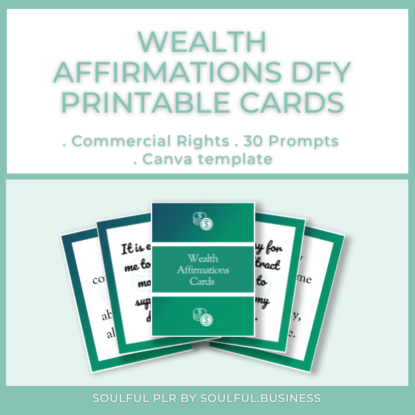DFY Wealth Affirmations Printable Cards Template Soulful Business DFY Wealth Affirmations Printable Cards Template Soulful Business