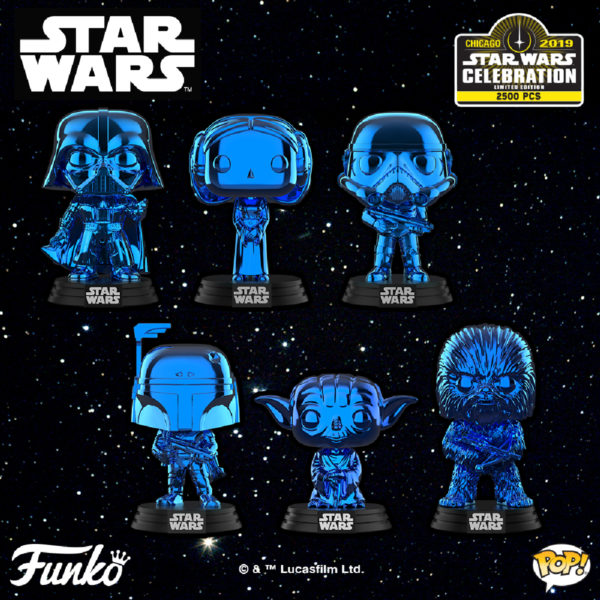 Funko POP Star Wars Celebration Galactic Convention Blue Chrome 2019 Rare Limited Edition Figures with Official Stickers Shop For Faves @ shopforfaves.com