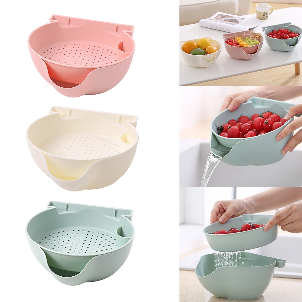 Lazy Snack Bowl - High-quality Plastic Double-Layer Snack Kitchen Storage  Bowl / Fruit Filter Bowl With Mobile Phone Slot 1pc - Shop For Faves