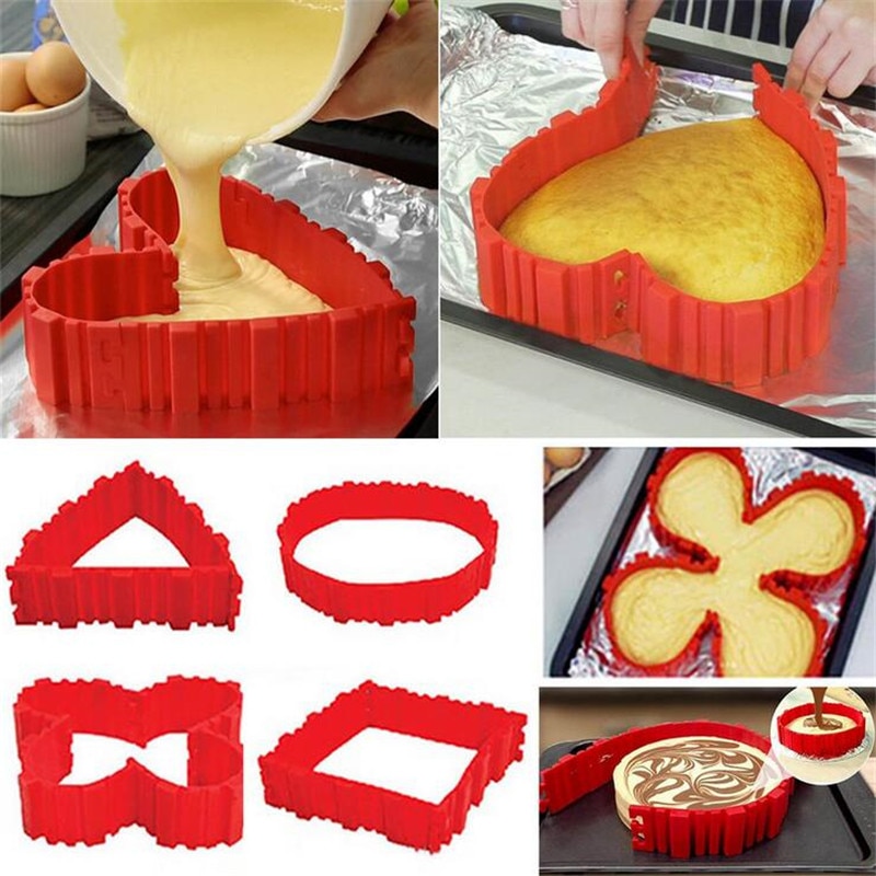 Silicone Cake Molds Heart Rectangular Round DIY Fun Shapes Kitchen