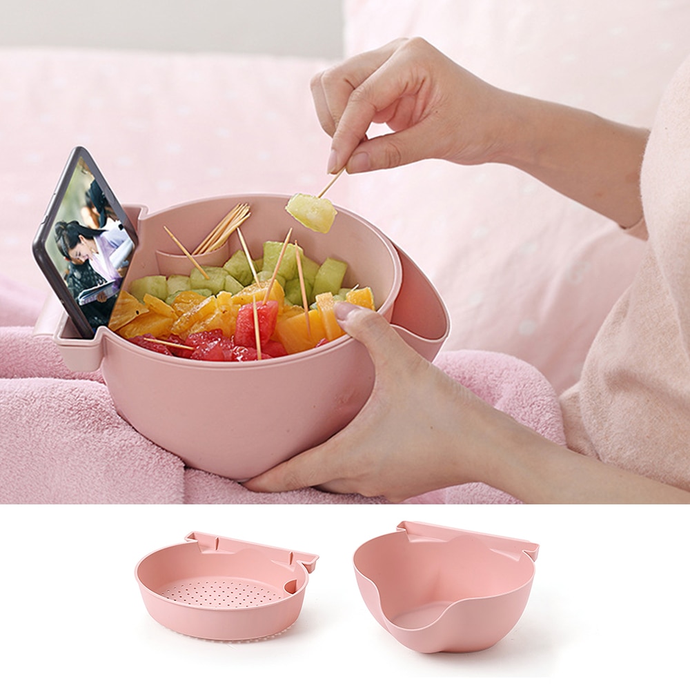 Details about   Lazy Snack Bowl Plastic Double-Layer Snack Storage Box Bowl Fruit Bowl And Mobil 