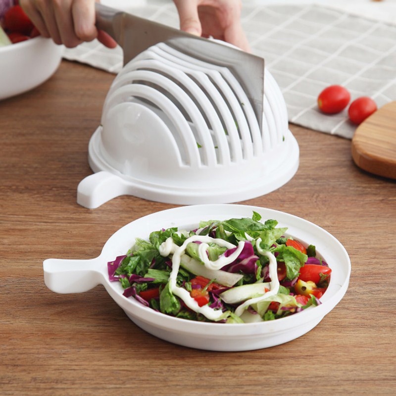 ANZUSY Salad Cutter Bowl with Lid,Fruit Bowl,Multifunctional
