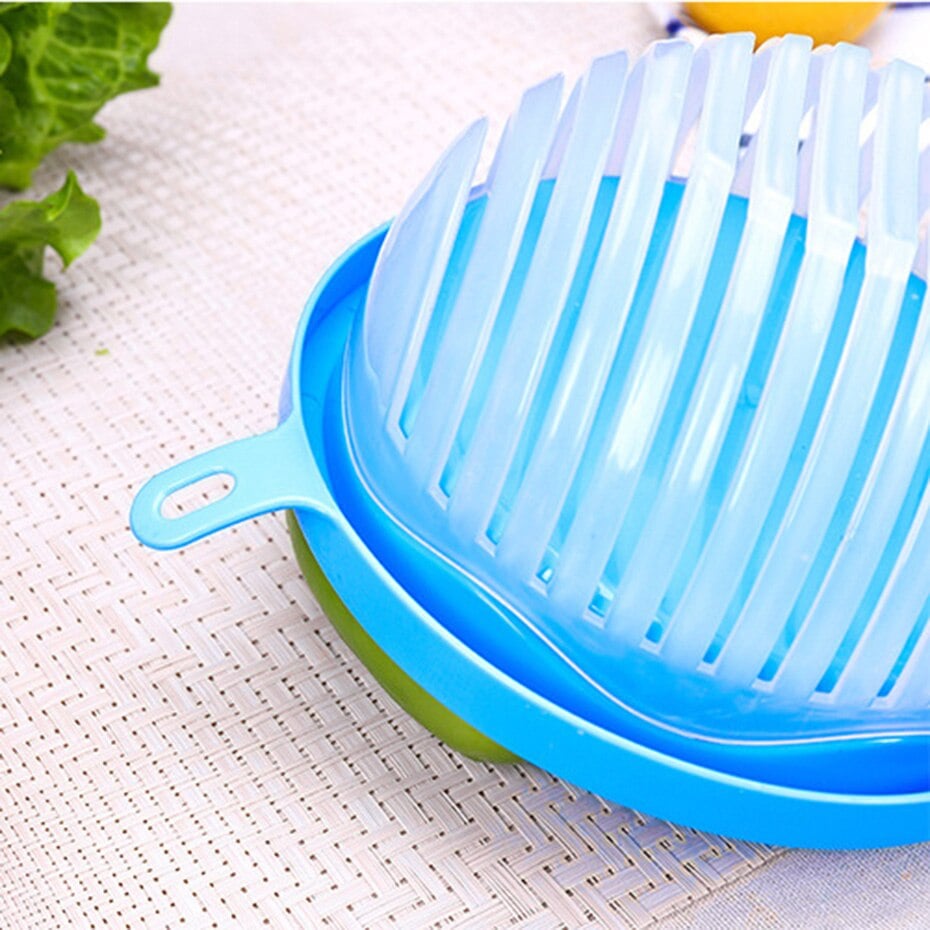 LYAPEONY Multi-functional Salad Cutting Bowl, Quick Fruit and  Vegetable Sredder, Cutting Machine and Water Filter Tray Integrated Design,  Simple and Practical Kitchen Tools (Blue): Salad Bowls