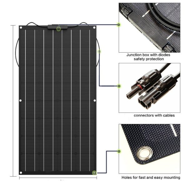 22a8f760 solar panel 300w 200w 100w 400w 18v flexible solar panel monocrystalline cell for 12v 24v battery