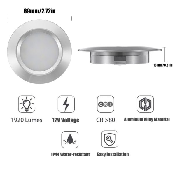 44ecb125 12v recessed ceiling light led lamp round shape ultra thin interior lighting small downlight for car