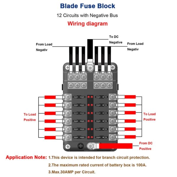 474e642e 12v 32v plastic cover fuse box holder m5 stud with led indicator light 6 ways 12