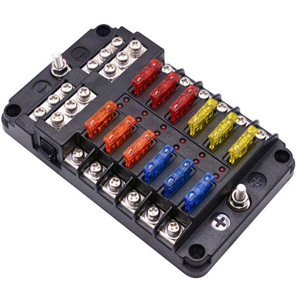 6fb26c29 12v 32v plastic cover fuse box holder m5 stud with led indicator light 6 ways 12