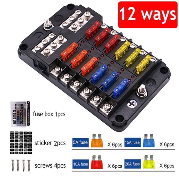 ffb5c66f 12v 32v plastic cover fuse box holder m5 stud with led indicator light 6 ways 12