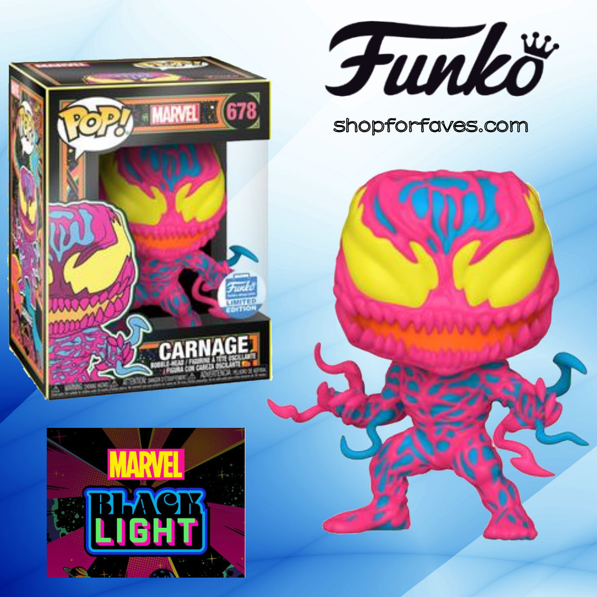 Funko Pop Marvel Carnage Black Light Funko Limited Edition