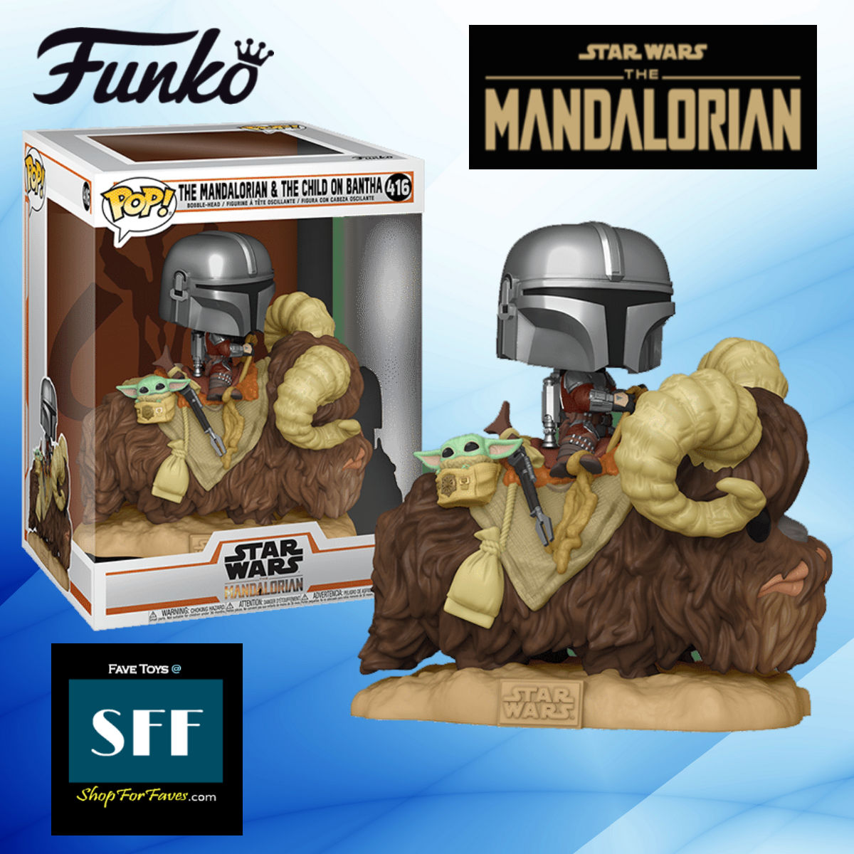 Star Wars 416 Funko Pop The Mandalorian & The Child On Bantha Figure 