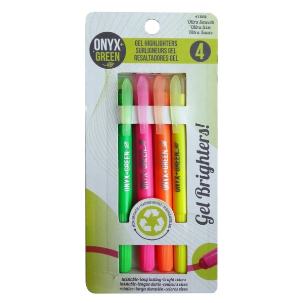 115425ca onyx and green recycled plastic gel highlighters 4pk 1