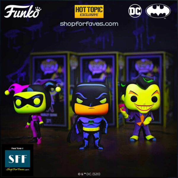 Funko POP DC Black Light Batman Joker Harley Quinn Shop For Faves @ shopforfaves.com