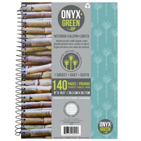 fcc9854e onyx and green sugarcane paper 1 subject notebook