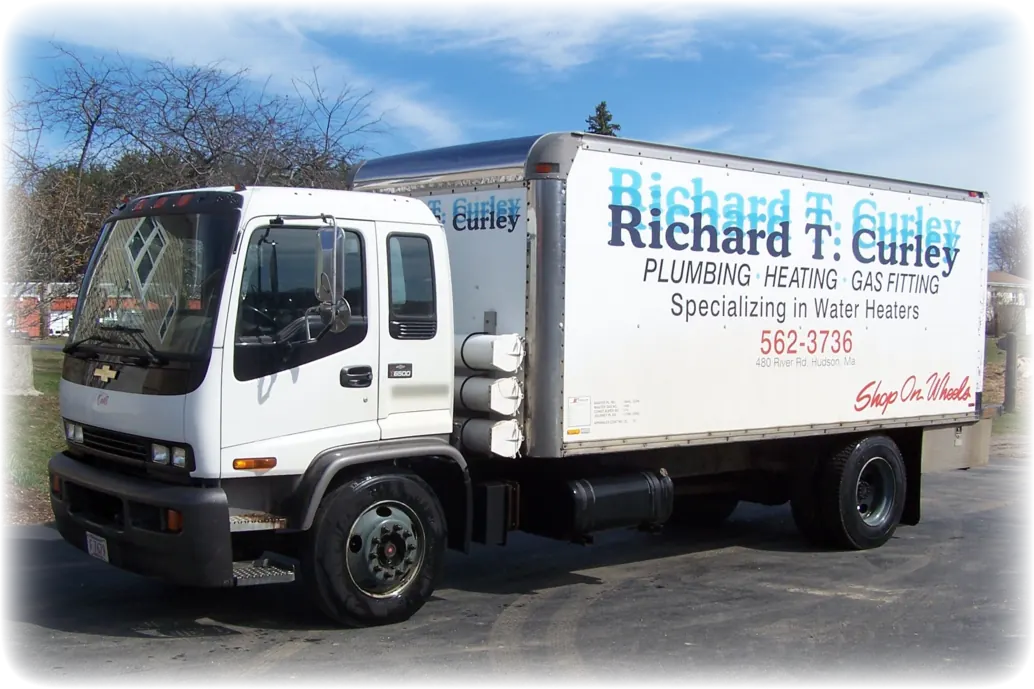 Richard T. Curley Plumbing & Heating fully stocked Shop on Wheels service truck serving Hudson, MA and the MetroWest area