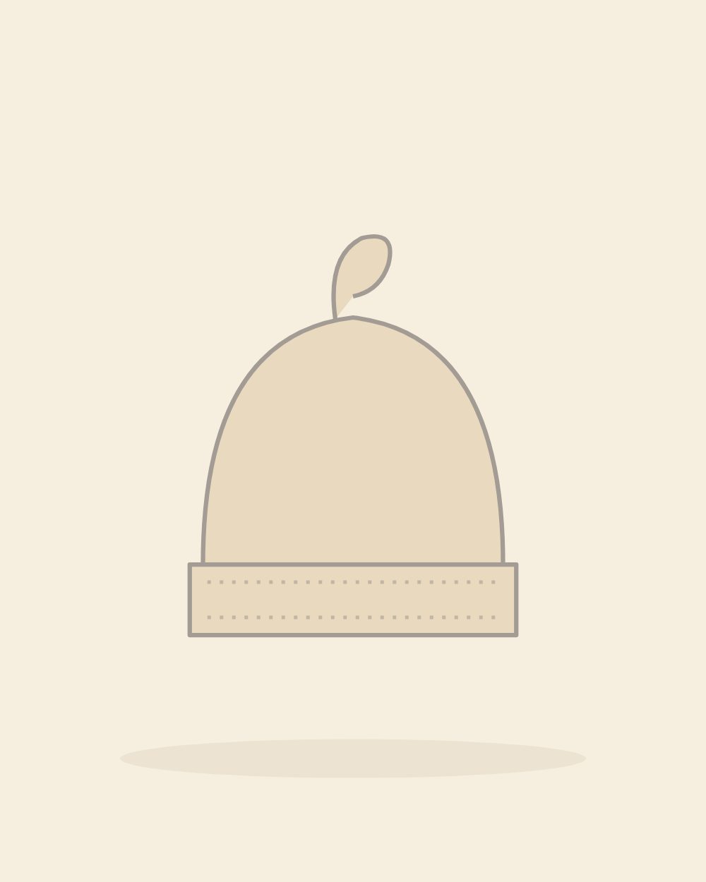Illustration of the knotted beanie in oat (sample image)
