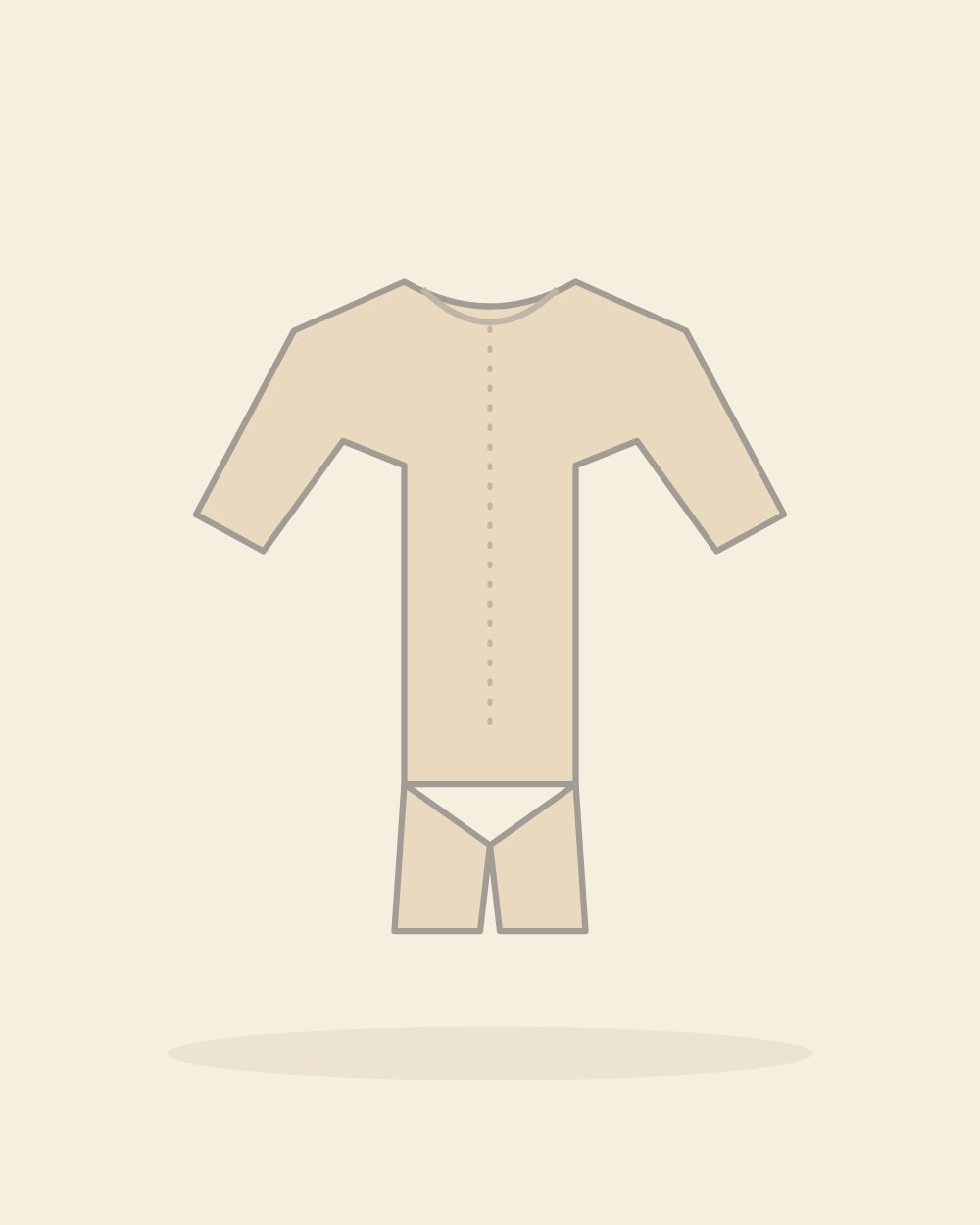 Illustration of the organic cotton zip romper in oat (sample image)