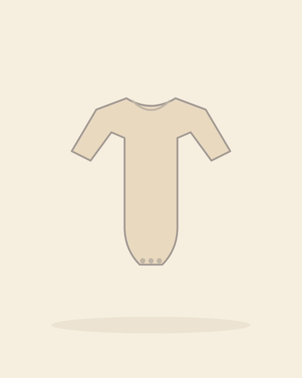 Illustration of the ribbed long-sleeve bodysuit in oat (sample image)